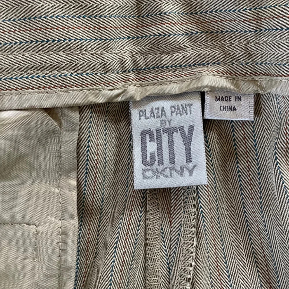 DKNY Cropped Cuffed Wide Leg Stretch Pant Striped Taupe SZ 10